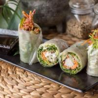 Thai Crab Spring Roll · Rice paper/Soft shell crab/Spring mix/Carrot/Avocado/Tomato