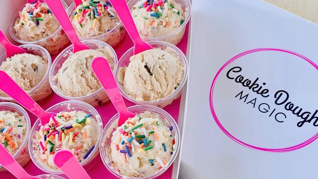 Magic Bite Box · Choose up to three flavors to fill your box! A dozen mini scoops individually packaged with tasting spoons included! More dough for your dough! Great for parties and gatherings!