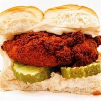 Chicken Slider · Tender With Pickles and Garlic Aioli On a Kings Hawaiian Roll