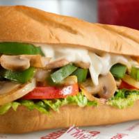 Veggie Delight · Grilled mushrooms, onions, green peppers, provolone, shredded cheddar, swiss.