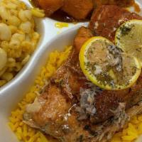 Baked Salmon W/ Rice · Meal Includes Rice (Or Starch Substitute), 2 Sides and a Muffin