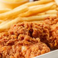 Chicken Tenders Combo Meal X6 · 6 large chicken tenders served with seasoned french fries and choice of sauce