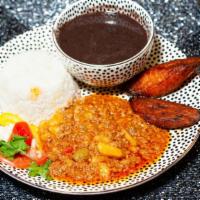 Picadillo · Served with white rice black beans and plantains.