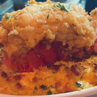 Lobster Tail & Mac N Cheez · lightly breaded & fried, over seafood mac n cheeez