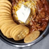 Bowel Of Chili · Chili made with beans , Served with Cheese and sour cream 

with your choice of Crackers or ...