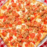 The Don · Our traditional pizza topped with Italian sausage, meatballs and pepperoni.