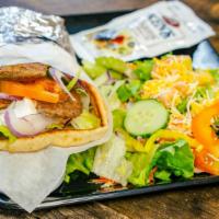 Gyro Combo · Choice of Lamb, Chicken, or Beef with Lettuce, Onion, Tomatoes, and Tzatziki sauce with a Side