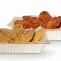 Chicken Tender (24Pc) · 24 crispy tenders with 4 flavors, 4 dips, 2 large fries, and 6 rolls. Feeds 6-8.