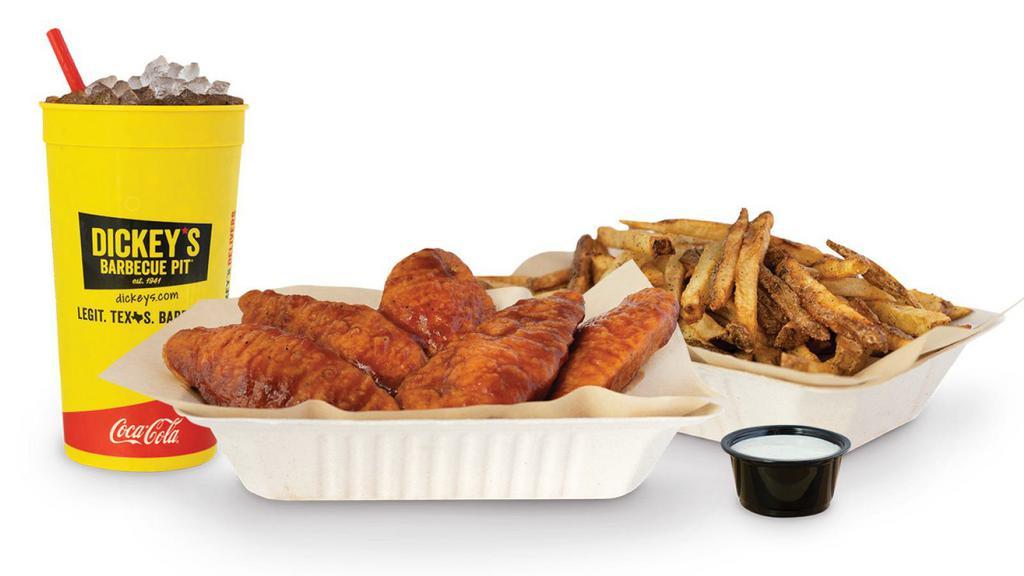 Chicken Tender Combo (16Pc) · 16 crispy tenders with 3 flavors, 3 dips, large fries and 4 rolls (Feeds 4-5)