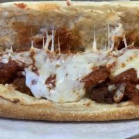 Chicken Parm Sub · Breaded and fried chicken cutlet, topped with house made sauce and the highest quality Grand...