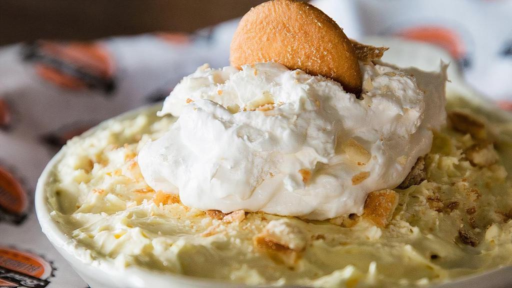 Banana Pudding  · You don't have to be from the South to know this is the real deal. A generous portion of vanilla pudding with chunks of bananas  topped with whipped cream and Nilla® wafers.