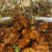 General Tso'S Chicken · Hot and spicy. Deep fried chicken in sweet and spicy sauce with broccoli. Served with white ...
