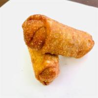 Egg Roll · Stuffed with pork, cabbage and carrot in a crispy yellow shell.