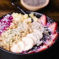 Organic Pitaya Bowl  · Organic pitaya blended with banana and topped with strawberry, blueberry , pineapple, banana...