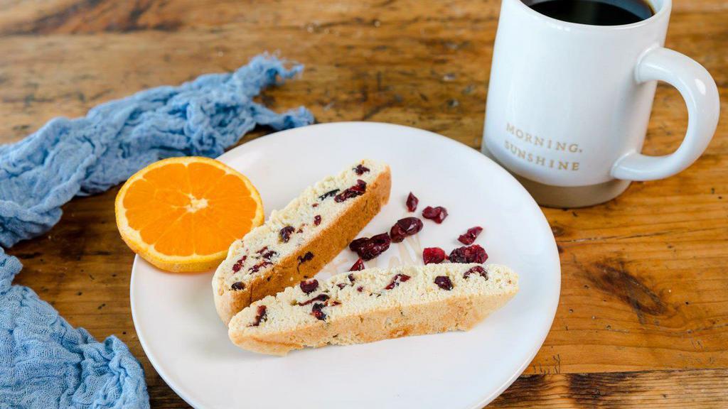 Coffee + 2Pc. Og Biscotti · Two Pieces of our  Signature Cranraisin and Orange 