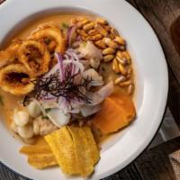 Ceviche El Popular · rocoto pepper, and chicharrón de calamar.

Consuming raw or undercooked meats, poultry, seaf...