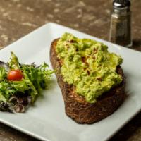 Avocado Toast · multigrain, mashed avocado, red pepper flakes, olive oil, lime & scallions.