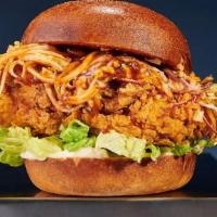 Korean Bbq Chicken Sandwich · Crispy hand-breaded fried chicken burger with Korean BBQ sauce, spicy mayo, lettuce and fres...