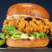 Classic Chicken Sandwich · Crispy hand-breaded fried chicken sandwich with spicy mayo and lettuce.