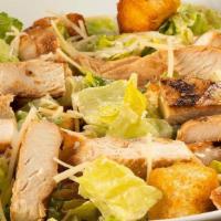 Chicken Caesar Salad · Fresh romaine lettuce, sliced grilled chicken breast and croutons tossed with our own Caesar...