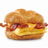 Crois Sonic Sandwich · Choice of bacon or sausage, scrambled eggs, cheese on toasted croissant.