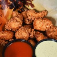 5-10-15 Boneless Wings · Boneless all-breast breaded wings with your choice of sauce!