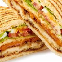 Regular Sandwich · Lettuce, tomato, ham, cheese, and garlic sauce.