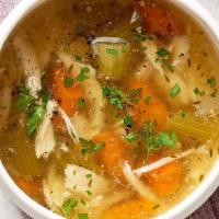Chicken Soup · Chicken, corn, potato, yuca, green plantain, carrot