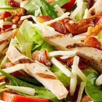 Chicken Bacon Ranch Salad (Entree) · Chicken breast, hardwood smoked bacon, Asiago, Roma tomatoes, and served with ranch dressing.