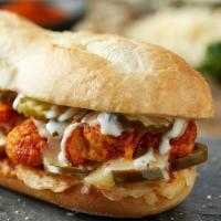 Hot Chicken · Crispy hot chicken, pepper jack, jalapeno peppers, dill pickles, Ranch dressing.