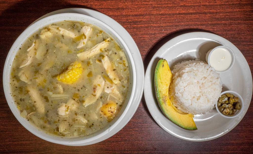 Ajiaco · Chicken and potato soup.