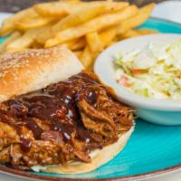 Bbq Pork Sandwich Platter · Served with french fries and potato salad or cole slaw.