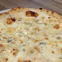 Pizza Quattro Formaggi · Blue cheese, mozzarella, fontina cheese, parmesan cheese.
