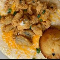 Ace’S Fish & Grits · Smoked Gouda grits with crispy Alaskan white fish