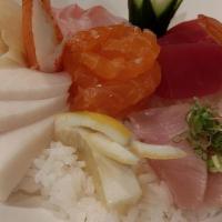 Chirashi Don · Chef's choice of twelve pieces sashimi, served over sushi rice.