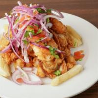 Jalea Mixta · Jalea is a mixure of assorted deep-fried seafood accompanied with a delicious pickled red on...