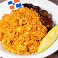 Arroz Con Pollo · Served with sweet plantains.