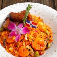 Arroz Con Camarones · Rice with shrimp. Served with sweet plantains.