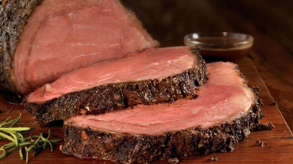 Classic Prime Rib · Slow-roasted with an herb crust. Served with au jus and hand-carved to order. Served with two freshly made sides. 
Based on availability.