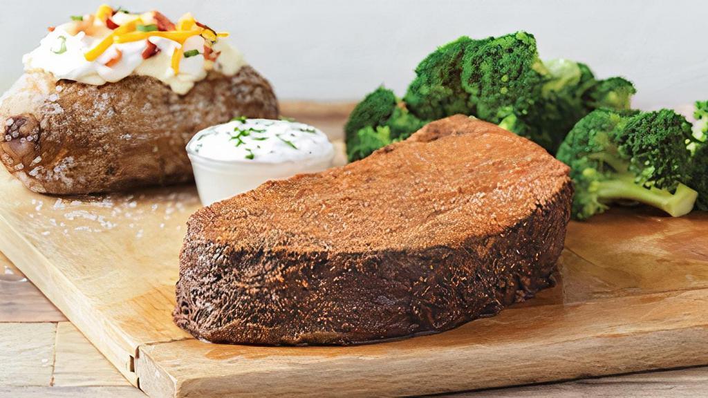 Outback Style Prime Rib · Amp up your flavor! Slow-roasted, boldly seasoned and seared to perfection. Served with a creamy
horseradish sauce. Served with two freshly made sides.  Based on availability.