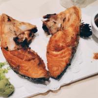 Salmon Kama (Grilled Salmon Collar) · (2pcs) Grilled Salmon Collar, fresh off the premium quality Salmon grilled on charcoal for t...
