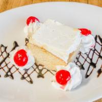 Tres Leches · Dipped in three milk condensed, evaporate, and whole milk.