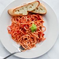 Spaghetti · House-made marinara with basil and garlic.
