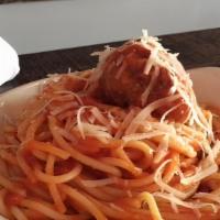 Kid’S Spaghetti · Spaghetti, marinara and meatball.