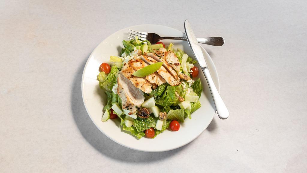 Nonna'S Favorite Salad · Romaine lettuce, candied walnuts, chicken, diced green apple, tomatoes, feta cheese