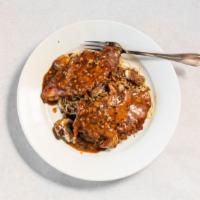 Chicken Marsala  · Chicken breast, fresh mushrooms, shallots, marsala demi glace, capellini