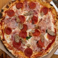 Meat Lover · 12-inch pie. San Marzano tomato sauce, fresh mozzarella, Italian.
