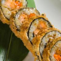 Godzilla Roll (Tempura) · Tuna, salmon, hamachi, cucumber, avocado & crab