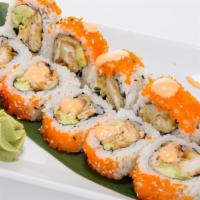 Miami Roll · Fried White Fish, Avocado, Lettuce,Spicy Mayo, Masago Top and EeL Sauce.