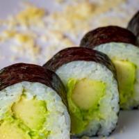 Avocado Roll · Avocado rolled with seaweed outside.